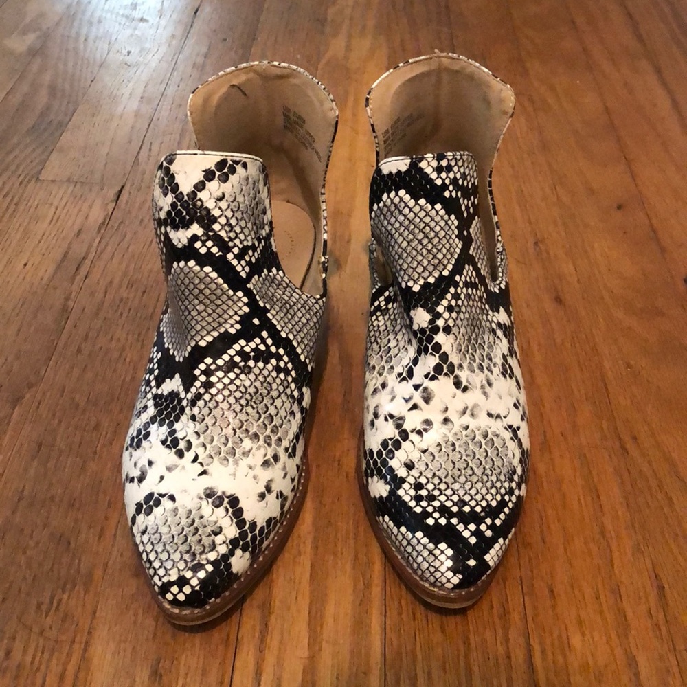 snake skin ankle boots